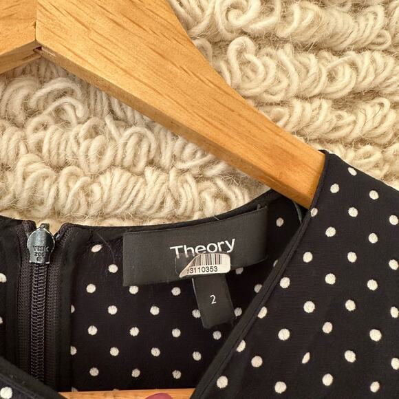 Theory Black Crepe Polka Dot Crew Dress - Picture 3 of 9